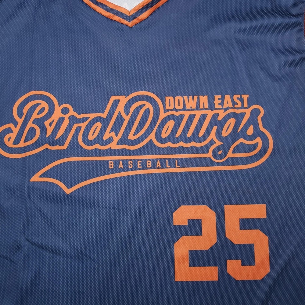 Down East Bird Dawgs Shirt Mens 3xl Navy Baseball Sleeveless Jersey Mesh 25 Blue View 2